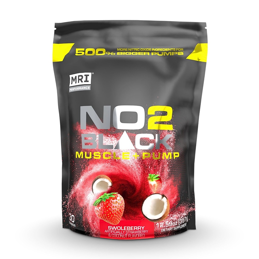 MRI NO2 Black Nitric Oxide Supplement for Pump, Muscle Growth, Vasculariteit & Energy - Krachtige Stim-Free Pre-workout met Citrulline (30 Servings) (Swoleberry)
