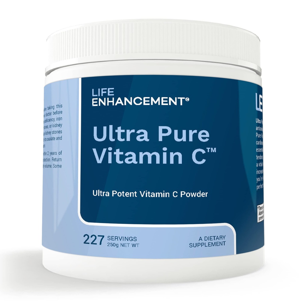 Life Enhancement Ultra Pure Vitamine C Poeder - 1100 mg Ascorbic Acid Vitamine C Supplement - 227 porties