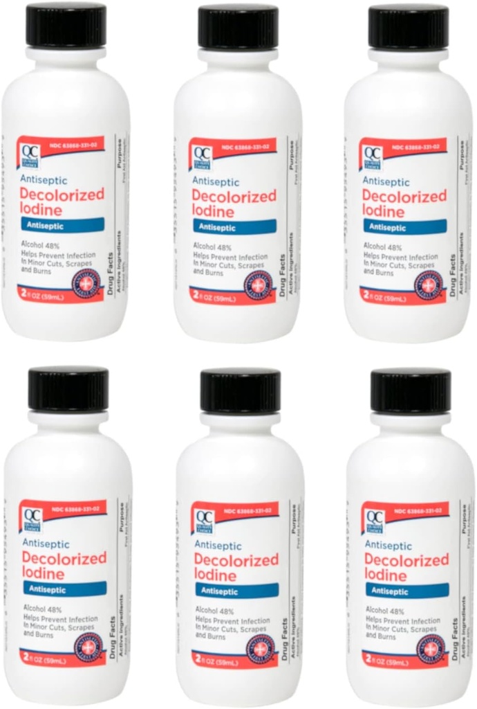 Quality Choice Antiseptic Decolorized Iodine 2 Fl. Oz. - 6 Pack