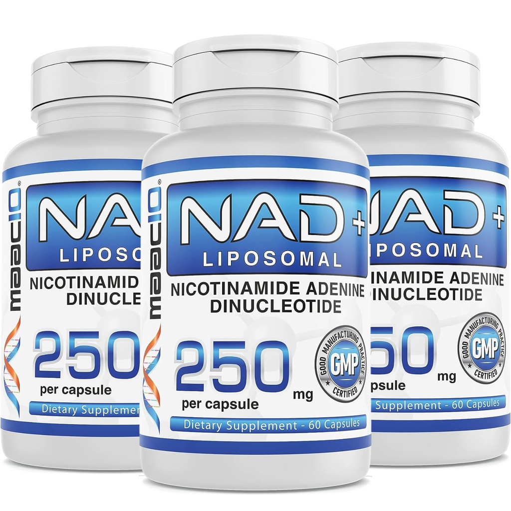 MAAC10 Liposomal NAD+ (180 x 250mg Capsules) | Supports Fatigue and Increased Energy - Non-GMO, Gluten Free, Vegan (3 Pack)