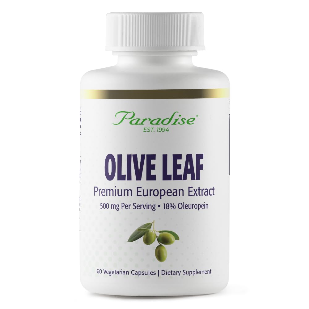 Extrait de feuille d'olive d'herbes paradisiaques des oliviers andalous espagnols, super-potent, ultra-pur, non-OGM, végétalien, sans gluten, 60 capsules végétariennes