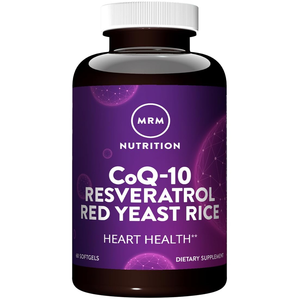 MRM Nutrition CoQ-10 Resvératrol Red Yeast Rice (en anglais seulement) Soutient la santé cardiovasculaire et cardiaque (en anglais seulement) Sans gluten (en anglais seulement) Non-OGM (en anglais seulement) 30 Softgels