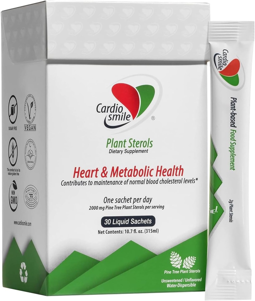 2000mg Plant Sterols ondersteunt gezonde cholesterolniveaus met 1400mg bèta-Sitosterol voor hart- en stofwisselingsondersteuning, 30 dagen levering in vloeibare verpakkingen voor eenmalig gebruik