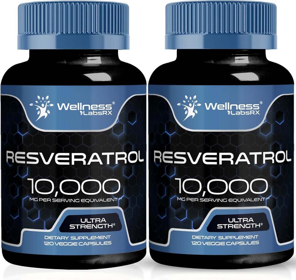 WELLESS LABSRX Resveratrol 1000mg Capsules - 240 Telling - Japanse Knotweed Extract Resveratrol - Verpakking van 2