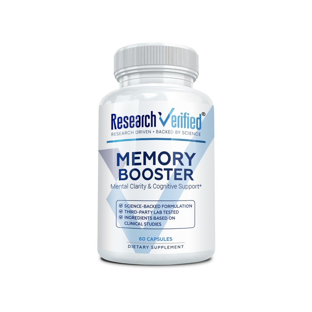 Research Verified Memory Booster - Nootropic Supplement - Améliorer la cognition et la mémoire - Lions Mane, Ginkgo Biloba, BioPerine - 60 Capsules - Non-OGM - Fabriqué aux USA