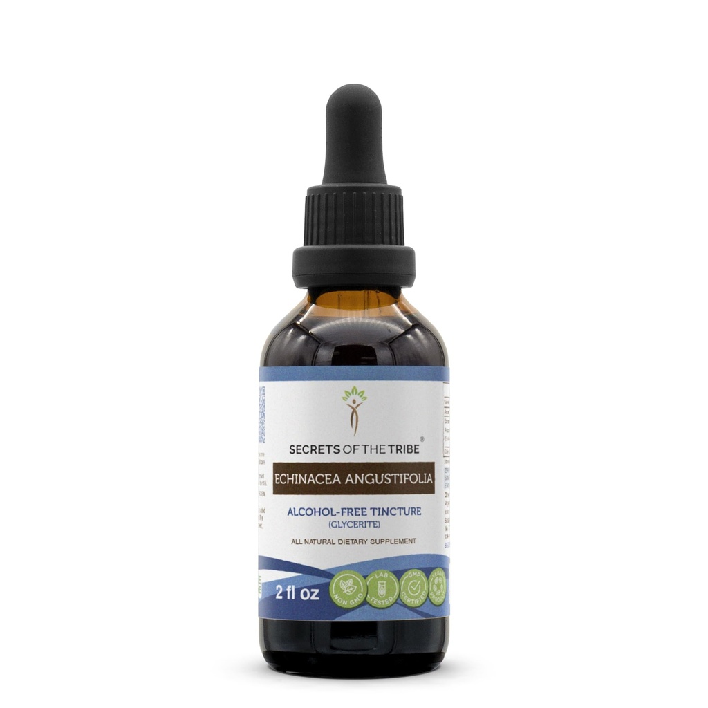 Geheimen van de stam Echinacea Angustifolia Tinctuur Alcoholvrije Liquid Extract, Responsible gekweekte Echinacea Angustifolia Gedroogde Wortel (2 FL OZ)