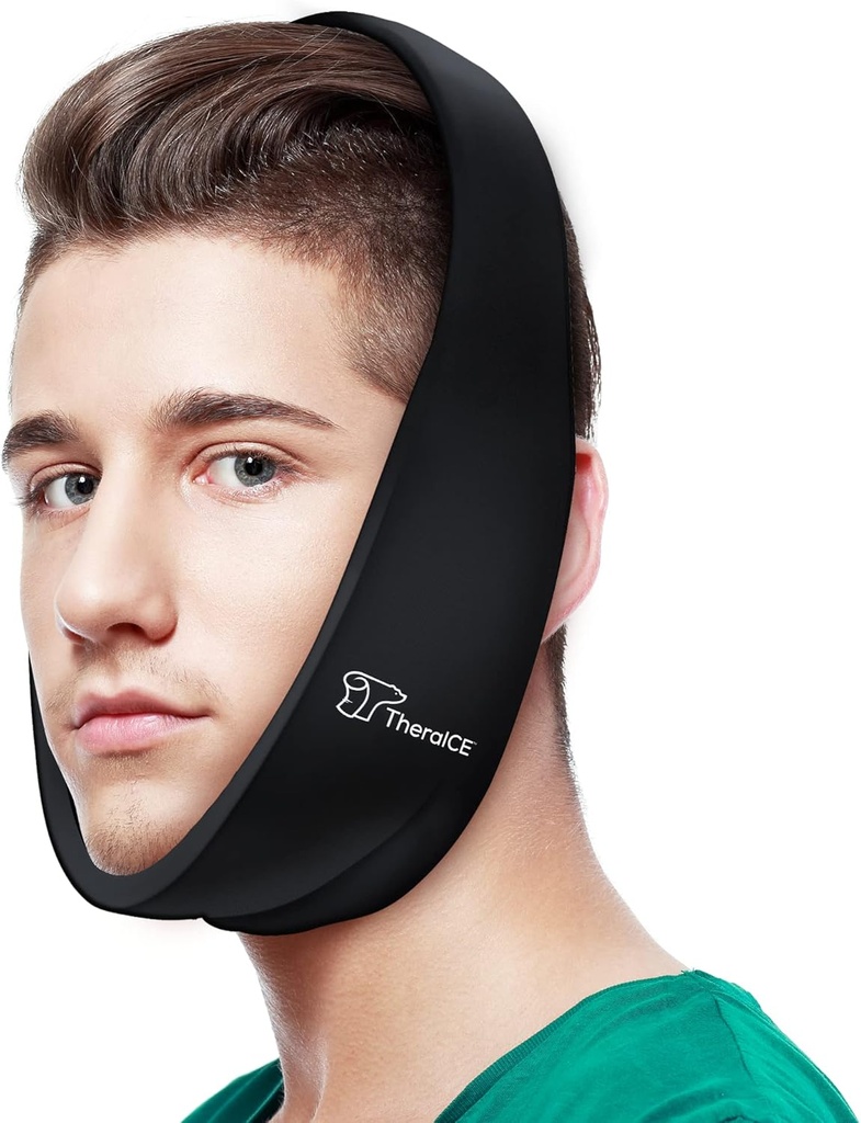 TheraICE Zachte Wijsheid Tanden Herstel Ice Pack Gezicht Wrap. TMJ pijn verlichting product. Tandheelkundige Mondchirurgie Ice Pack. Jaw Chin Tonsilectomy Head Facial Jaw Bra Strekbare koude gel. Geen harde insert-1 maat