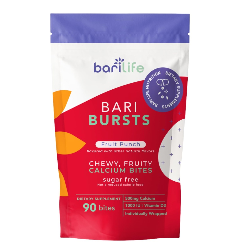 Citrate de calcium Citrate de calcium bariatrique avec 1000 UI de vitamine D3 - Idéal pour les patients bariatriques - BariBurst by Bari Life (Fruit Punch)