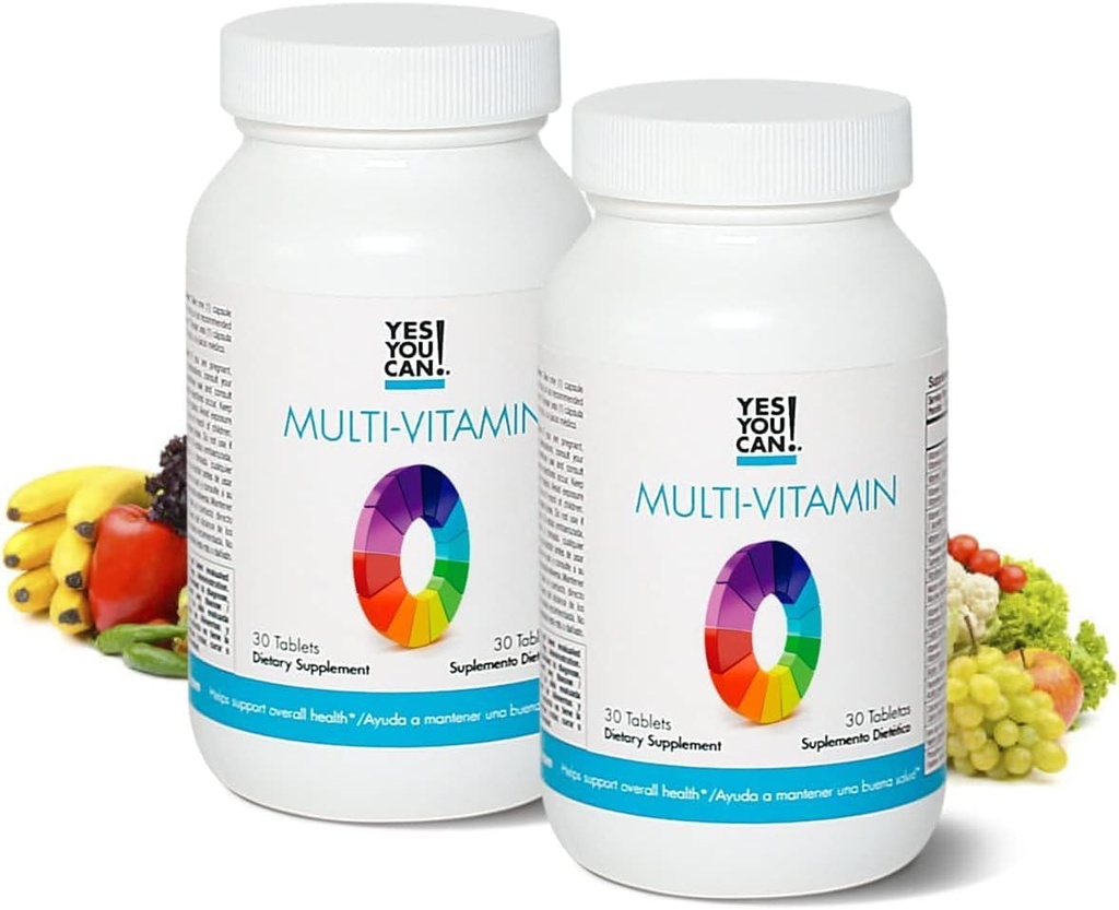 Oui, vous pouvez ! Multivitamines quotidiennes pour les hommes et les femmes - Aide à la santé et au bien-être en général, contient des antioxydants, riches en vitamine A, B, C et E - Vitamines quotidiennes - 30 comprimés - 2 paquets