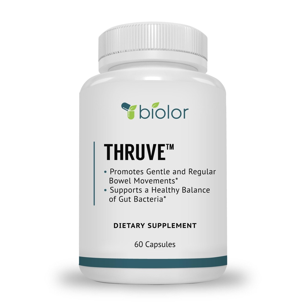 Thruve Long-Term Constipatie Relief Supplement - Probiotica, Prebiotica, Natuurlijke Laxatives en Fiber Alles in Gemakkelijk te slikken Capsules - Beste Kruiden Laxative Supplement voor Constipatie - 60 Pillen
