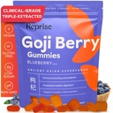 Goji Berry Superfood Gummies - Antioxydants naturels, Digestion, 240 mg pleine puissance, faible sucre, végétalien, 45 Gummiés aromatisés aux bleuets