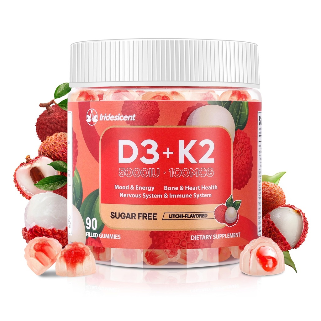 Vitamine D3 K2 Gummies w/Magnesium Sugar Free - 90 Count 