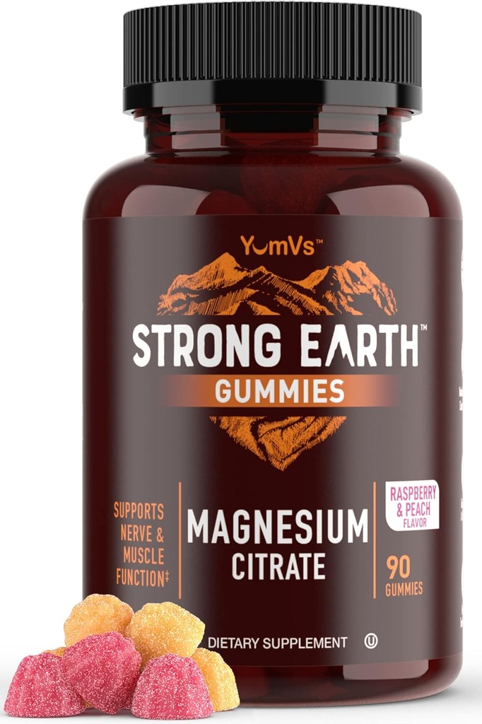 Sterke aarde - Magnesium Citrate Gummies voor volwassenen 250mg (90 Tellen) - Kalm Gummies - Vegan Magnesium Gummies - Supplement voor vrouwen, mannen, tieners