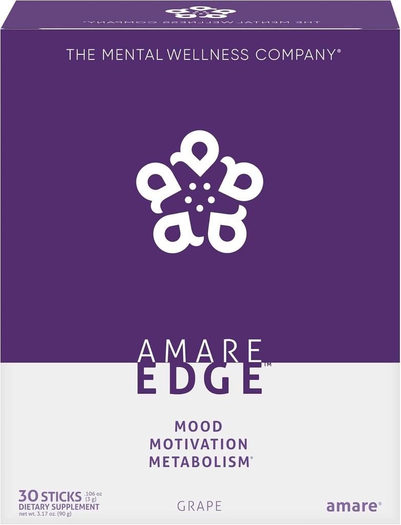 Amare EdgeTM en poudre nootrope à base de plantes pour l'endurance et la motivation, le raisin, 30 portions