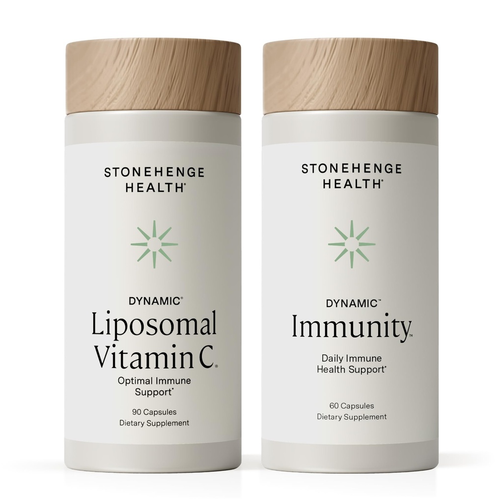 Stonehenge Health Dynamic Liposomal Vitamine C + Dynamic Immunity Bundle Supplements to Support Immune System, Collageen Synthesis, and Brain Health
