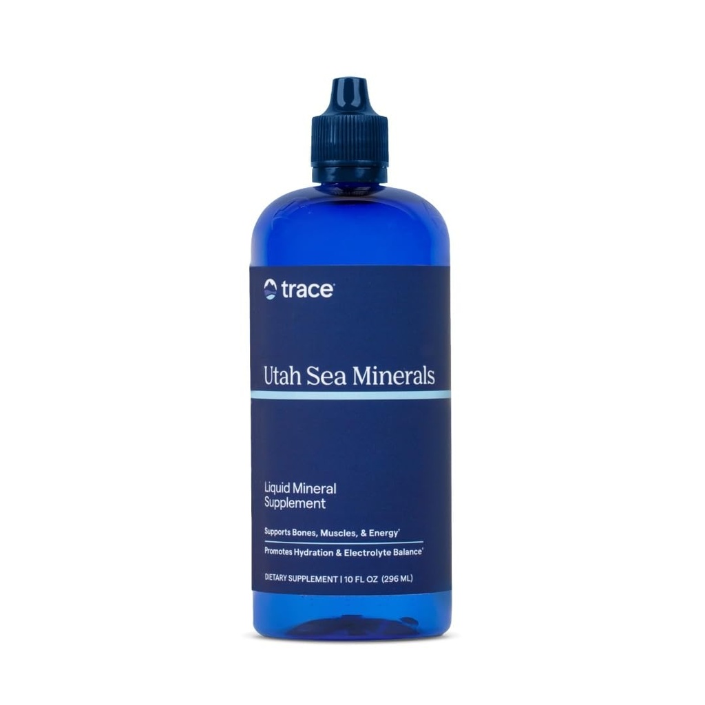 Trace Minerals Utah Sea Minerals - Supplément nutritionnel liquide avec Sea Minerals - Supplément énergie avec Ionic Trace Minerals, Magnésium & More - Soutient la santé cardiaque - 10 fl oz