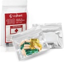 100 Pack Mylar Smell Proof XL Medicine Bags - Ziplock Accessory Bags with Double Tip Perm. Marker; Pill Pack Baggies for Medicine, Jewelry, Hardware; Zipper Sealed Pill Pouches (3,5 x 2,5," Zilver)