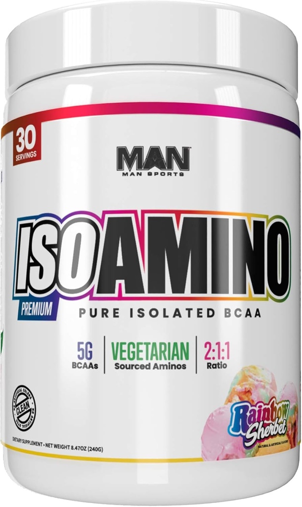 MAN Sports Iso-Amino Bcaa Poeder, Regenboog Sherbet, 255 Gram