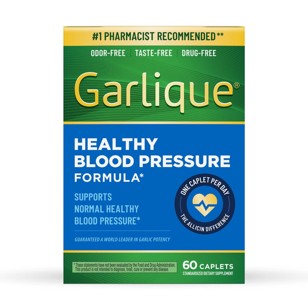 Garlique Knoflook Extract supplement, gezonde bloeddruk formule, Odorless & Vegan, 60 caplets