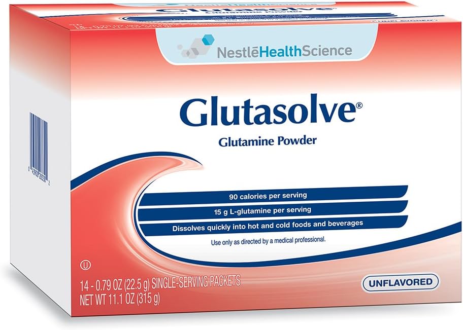 Glutasolve Glutaminepoeder, ongearomatiseerd, 0,79 Oz Packet, 14 Pack