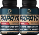 10in1 Pure Papaya Enzymen voor Digestie 6550mg 4 maanden Ondersteuning Vertering, Immuun & Lichaamsgezondheid - Vermengd met Geëxtraheerde Granaatappel, Apple pectine, Gember, Kurkuma, Pepermunt - 2 Packs 60 Counts