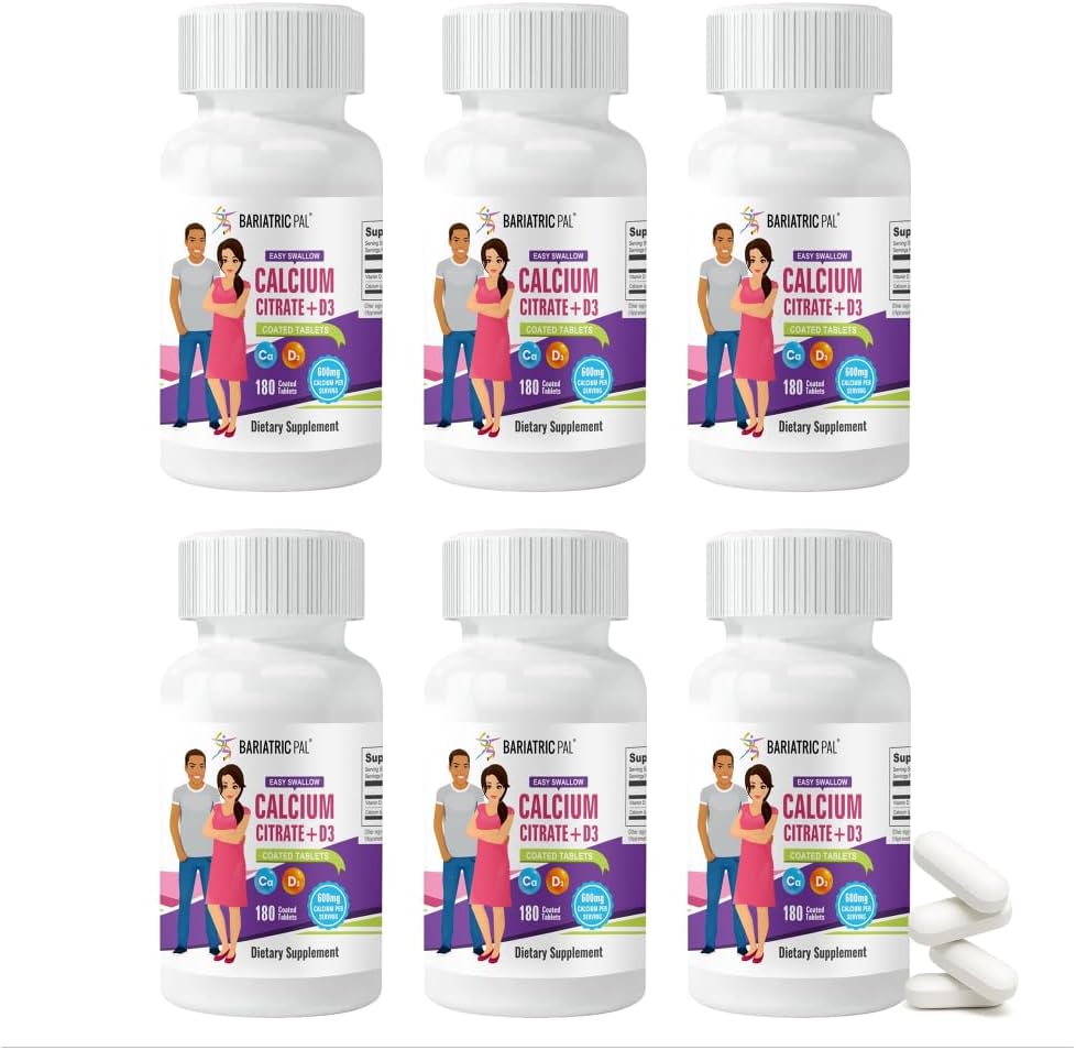 BariatricPal Easy Swallow Calcium Citrate (600mg) en D3 Coated Tablets (180-Day Supply)