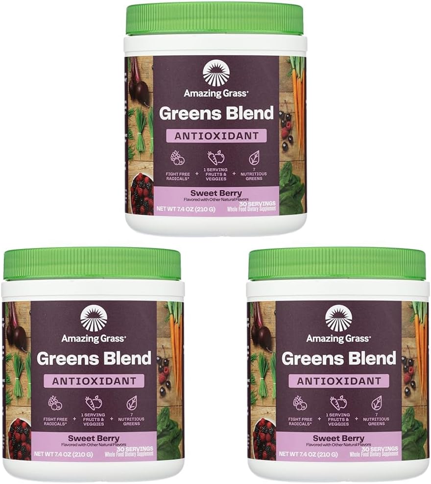 Verbazingwekkend gras Sweet Berry Antioxidant Superfood Poeder, 7.4 OZ (verpakking van 3)