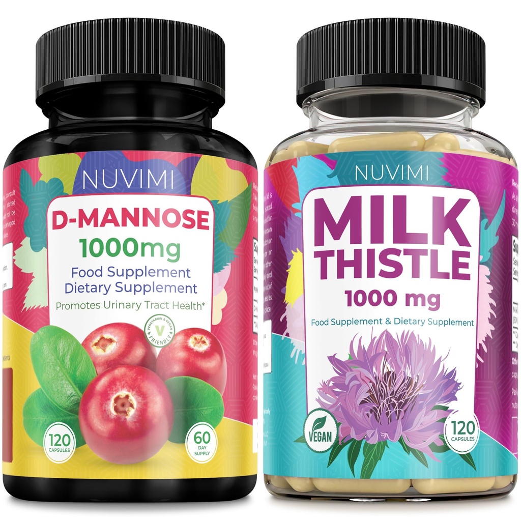 D Mannose 1000 mg & Milk Thistle 1000 mg 120 capsules elke