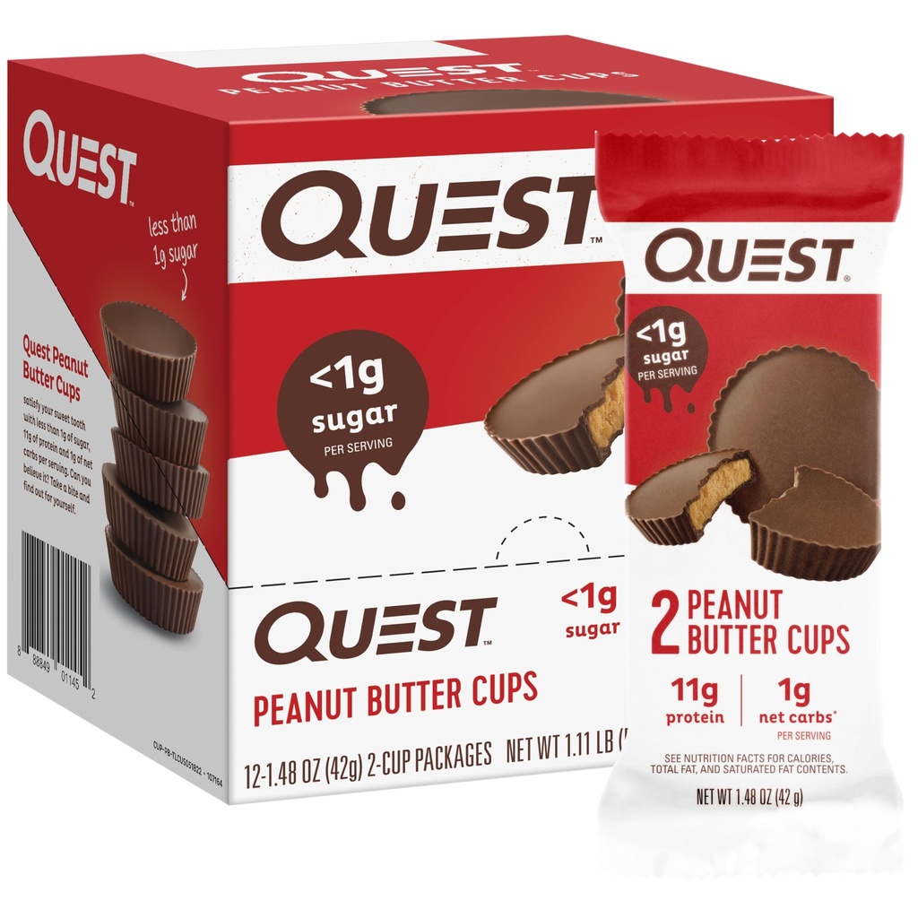 Quest Nutrition Peanut Butter Cups, 11g Proteïne, 1g Suiker, Lage Carb, Glutenvrij, Keto vriendelijk, 12 Tellen
