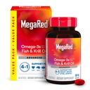 Megared Omega-3 Fish Oil + High Absorptie Krill Oil 500mg Softgels, MegaRed Advanced 4in1 (80 telling in een fles) Geconcentreerde Omega-3 Vis & Krill Oil Supplement