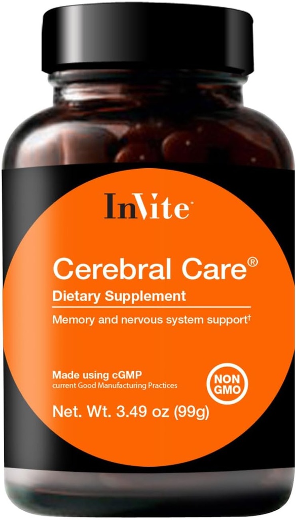 InVite Health Cerebral CareTM - Ondersteunt Hersengezondheid Inclusief Geheugen, Focus, Aandacht en Mood - Bevat Inositol, Acetyl-L-Carnitine, Choline, Fosfatidylserine,Astaxanthine - 30 Servers (2-pack)