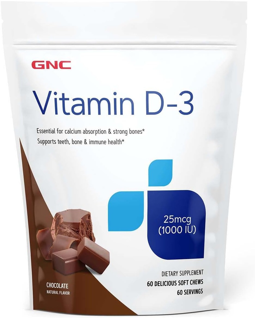 GNC Vitamine D-3 Zachte Kauwen 1000IU - Chocolade biedt 125% van de dagelijkse waarde van vitamine D 