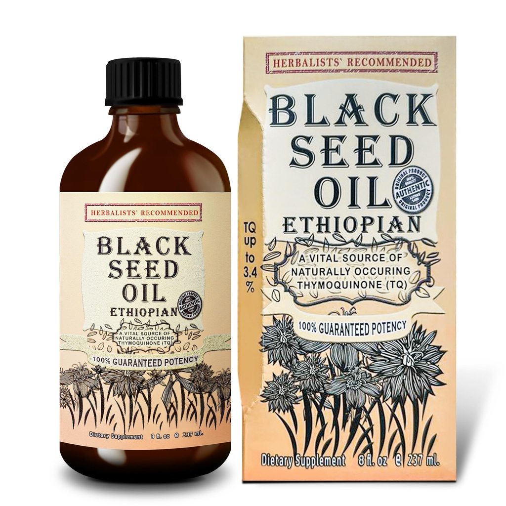 Ethiopian Black Seed Oil 8oz – Cold Pressed Nigella Sativa | High Thymoquinone 3.45% Black Cumin Seed Oil | 100% Pure Unrefined Liquid | Immune, Skin, Hair & Digestive Support | Glass Bottle
