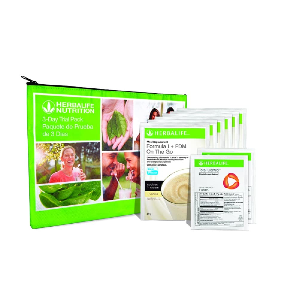 Herbalife HERBALIFE Trial Pack: Formule 1+PDM Onderweg Proteïne voor energie en voeding, Sustain Tevreden Honger, Uitstekende Bron van Vezel, verhoogt Alertheid met Total Control, Pack van 8