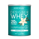 Designer Wellness Designer Whey Natural 100% Whey Protéine Poudre avec Probiotiques, Fibre et Vitamines B clés pour l'énergie, sans gluten, sans OGM, Vanille française 12 oz