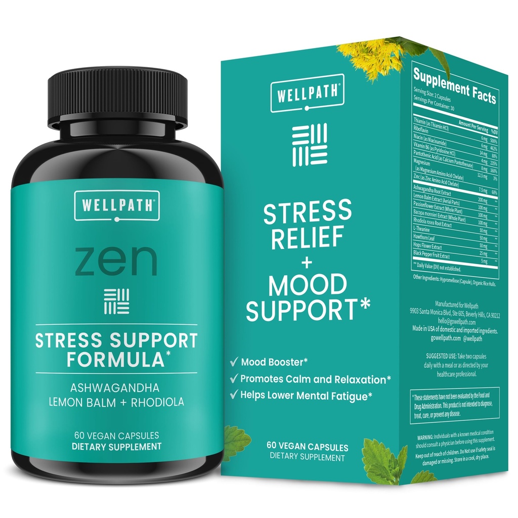 WellPath Zen Stress Relief Supplement + Mood Support Kalm, Stress & Energy Support 