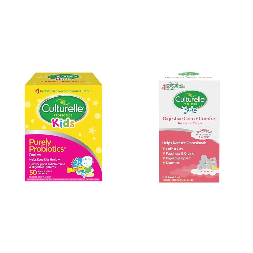 Culturelle Kids Probiotiques pour le soutien immunitaire et digestif, 50 Count & Baby Calm & Comfort Drops 0-12 Mois, 0.29 Ounce