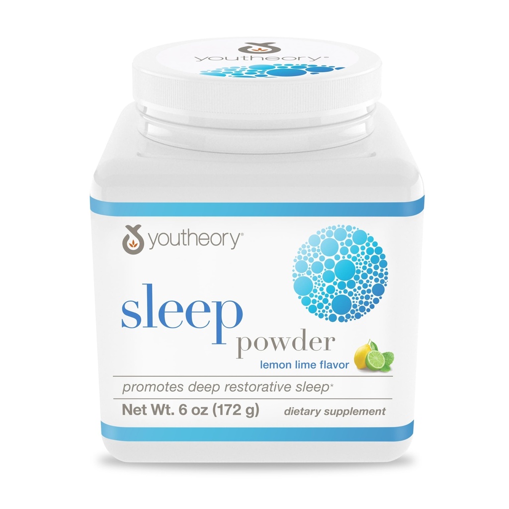 Youtheory Sleep Nighttime Powder - Sleep Support Supplement for Calm & Relaxation* - Bevat Melatonine, Magnesium, L-Theanine & L-Glycine - Dairy, Soy & Gluten Free - 6 oz
