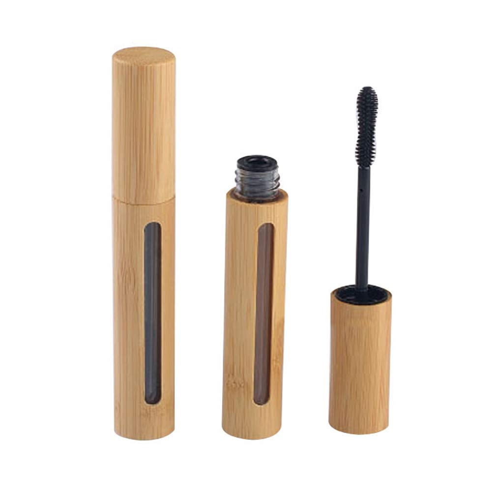 2Pcs 6ml High-Grade Bamboo Mascara Tube Flessen Flacon Herbruikbare Navulbare Lege Eyelash Cream Container Fles met wimperstok en plug voor Castor olie, wimpergroei olie, DIY Mascara Travel flessen