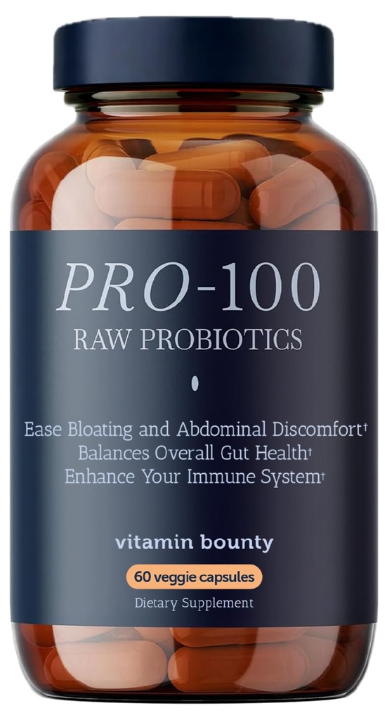 Vitamine Bounty Pro-100 Probiotique 100 milliards CFU - 13 souches pour la santé digestive et le soutien immunitaire - Probiotiques à forte puissance pour les femmes et les hommes - Capsules à libération différée pour la santé des Gut - 60 Nombre