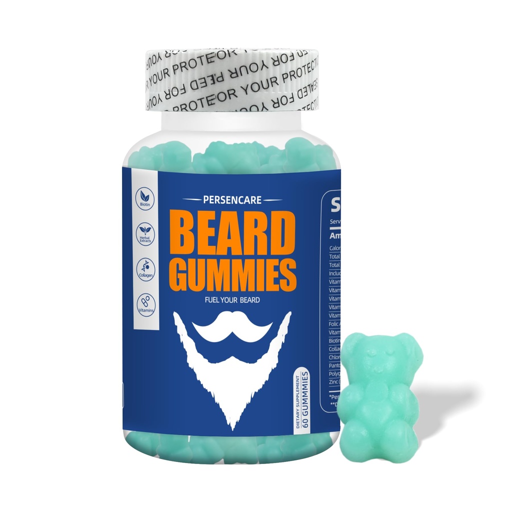 Gommy de croissance de gros ours pour les hommes, 60 Gommies aromatisées aux bleuets, avec 10K MCG Biotin B12 Collagène et Elite Cheveux Broyant Nutriments & Vitamines, Grow Strong, Longer, Thicker & Fuller Beard