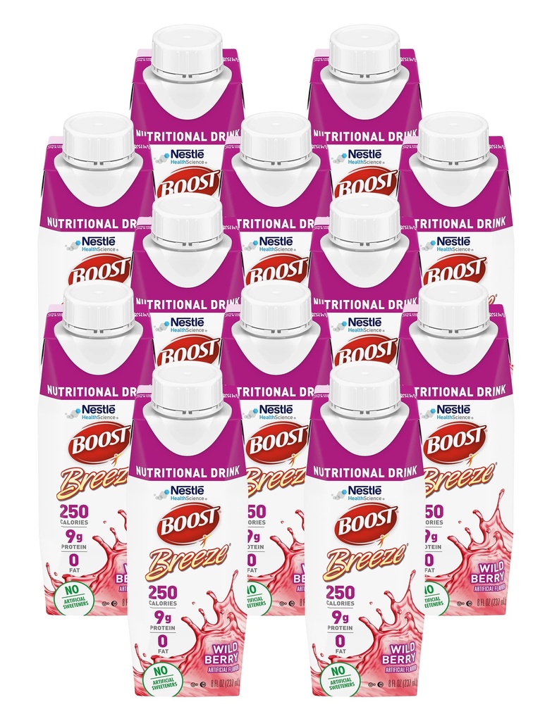 Boost Breeze Nutritional Drink Wildberry, 8 Fl Oz (Pack of 12)