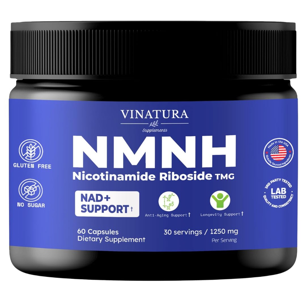 VINATURA NMNH (Supplément NMN alternatif) Nicotinamide Riboside & TMG - Supplément NAD pour anti-âge - 60 Capsules