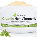 Zenrenu biologische hennep Kurkuma gewrichten & spier crème met Arnica, MSM, hennepolie Extract, & 7 essentiële oliën - niet vettig en snelle absorptie voor rug, nek, ellebogen, knieën, & hiep 4 oz