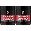 Graviola Soursop Leaves Capsules - 2 verpakkingen 50 capsules voor 100 dagen levering - 11in1 Extract met vlierbessen, kurkuma, gember, melkdistel, cranberry & meer - Ondersteuning Mood, Immune & Body Health
