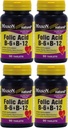 Vitamines Mason Acide folique B-6 et B12 Formule de santé cardiaque 90 Comprimés par boîte de bouteille de 4 Total 360 Comprimés