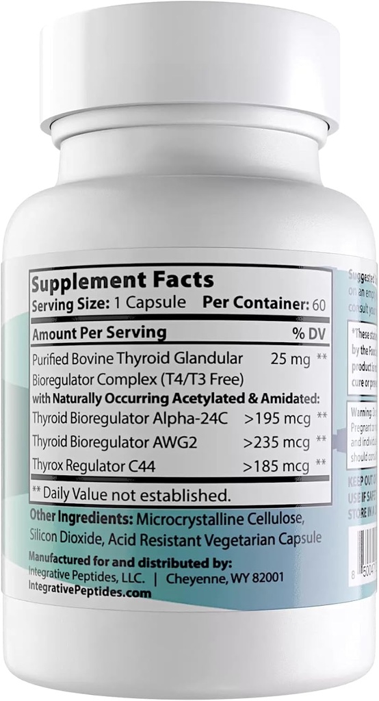 Peptides intégratifs ThyroPep Thyroïde Supplément de soutien, 60 Capsules