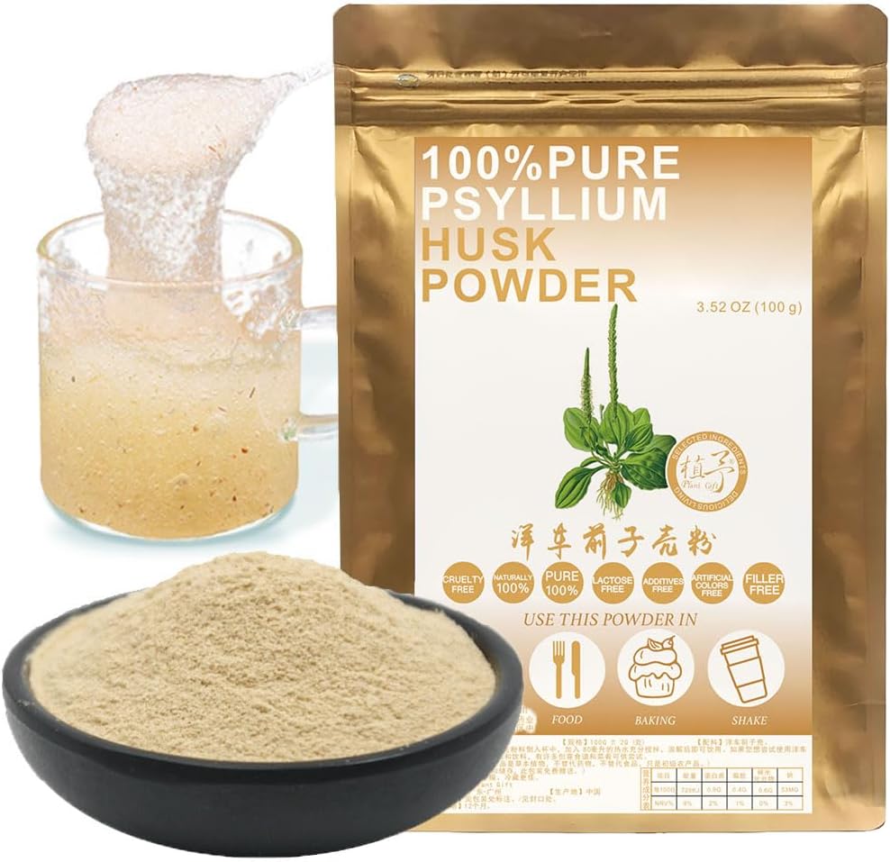 100% Pure Natural Plant Psyllium Husk Powder Biologische Guar Gum, Keto Bakpoeder, Maaltijd Vervangingspoeder, Psyllium Fiber Powder, Dieetvezel 100g/3.52oz