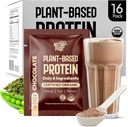 Biologische Vegan Protein Powder Sample Pack - Plant-Based Protein, Gluten-Free, Non GMO, 20g Protein Per Serving, Great for Smoothies & Shakes (Chocolate, Pack of 16)