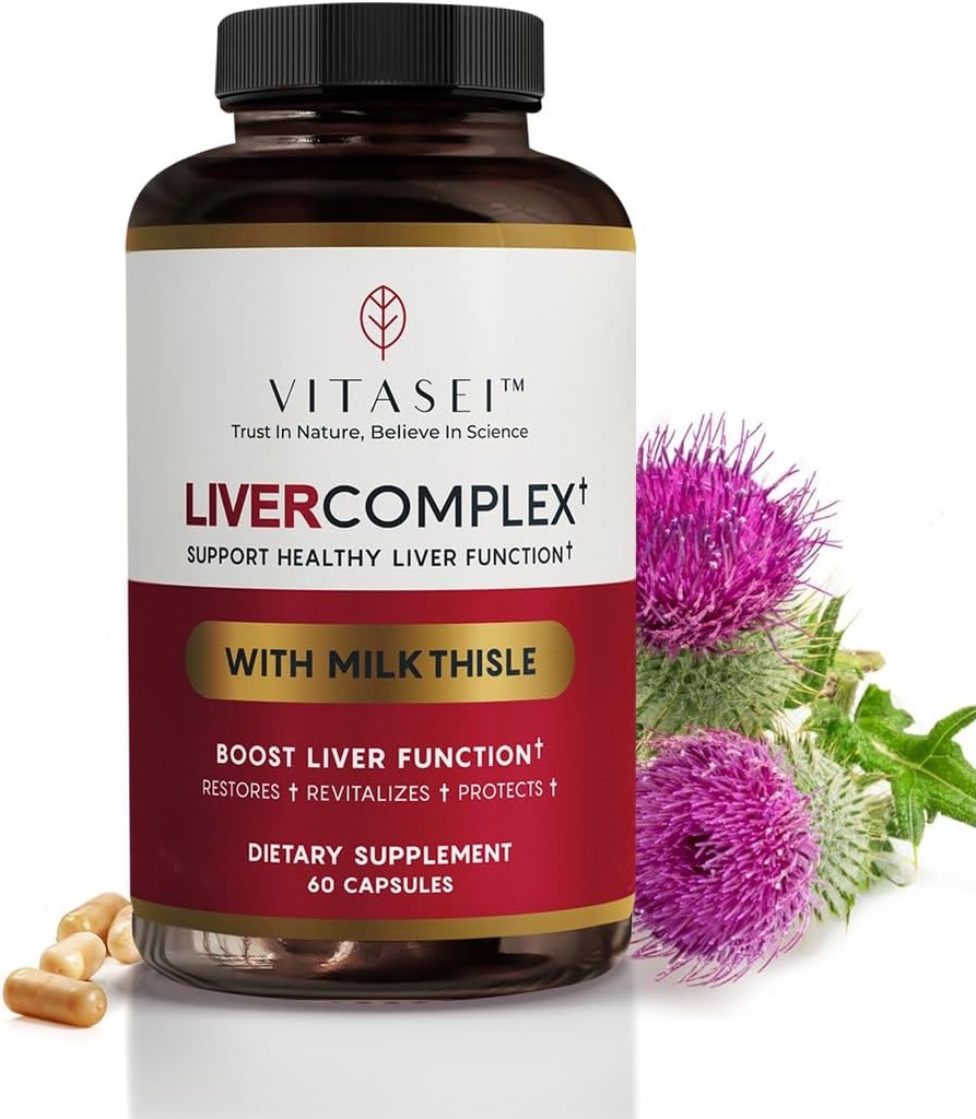 VITASEI Liver Cleanse Detox & Repair, Liver Complex W/Milk Thistle Extract, Garcinia, Curcumin C3, Support Herbal Dietary Supplement, Detox Formul for Women & Men, 60 Capsules